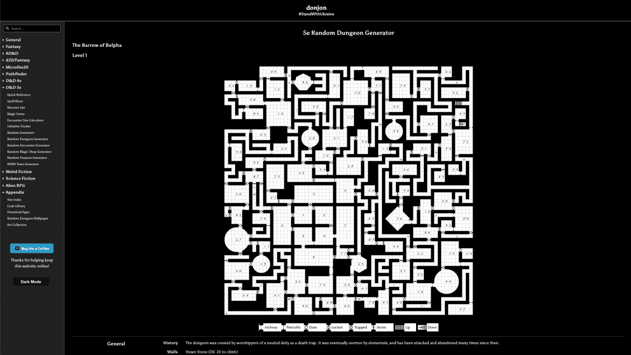 donjon 5e Random Dungeon Generator